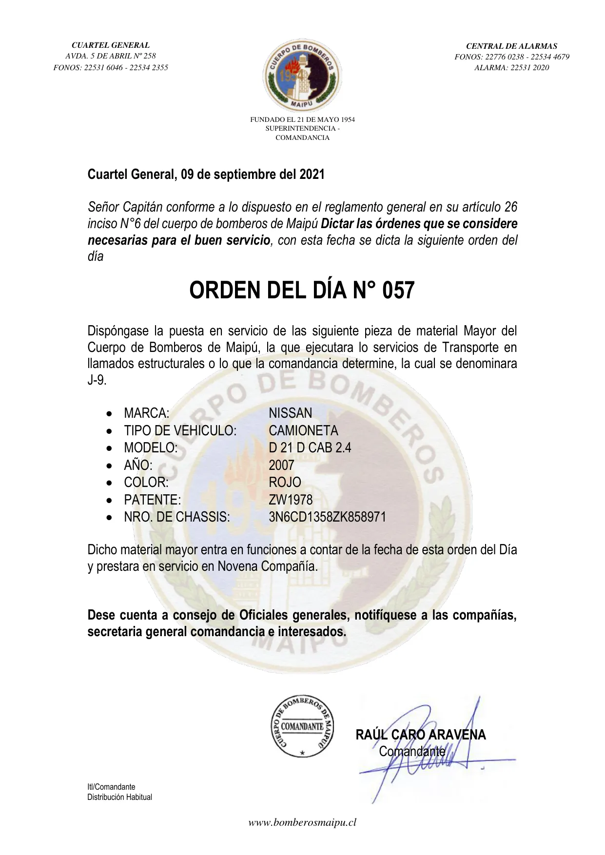 Página 1 de Orden del Día N° 57/2021