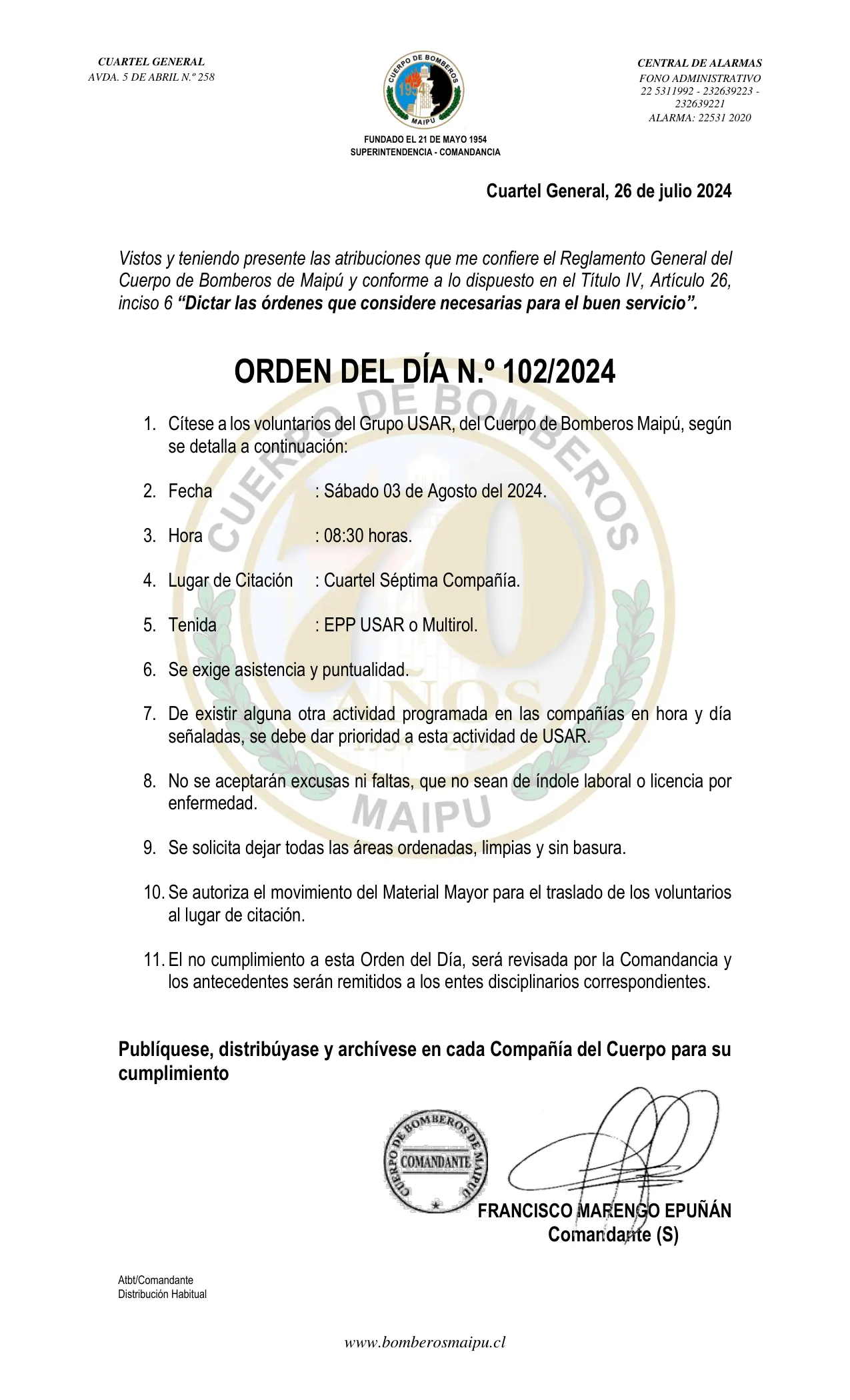 Página 1 de Orden del Día N° 102/2024