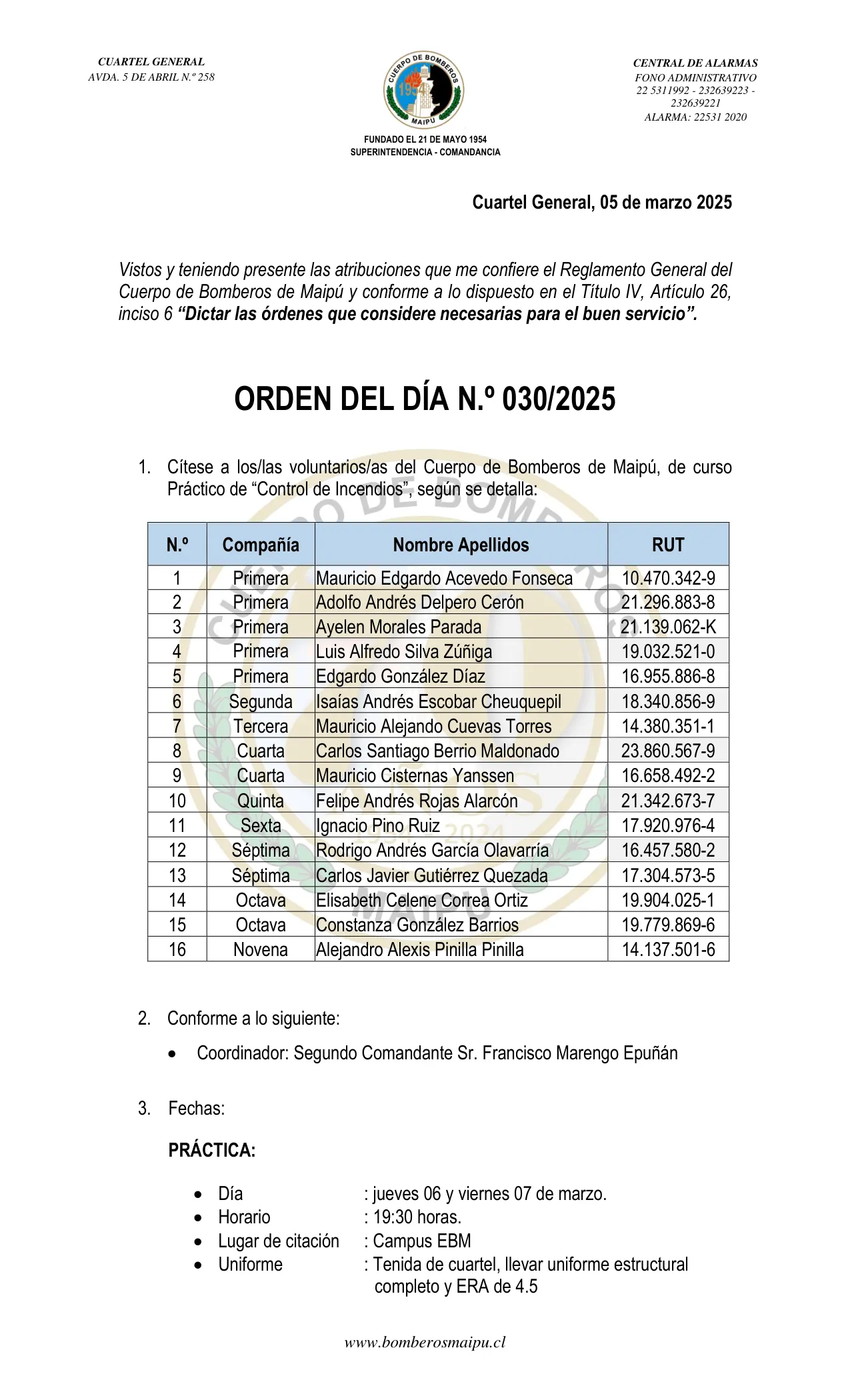 Orden del Día N° 30/2025