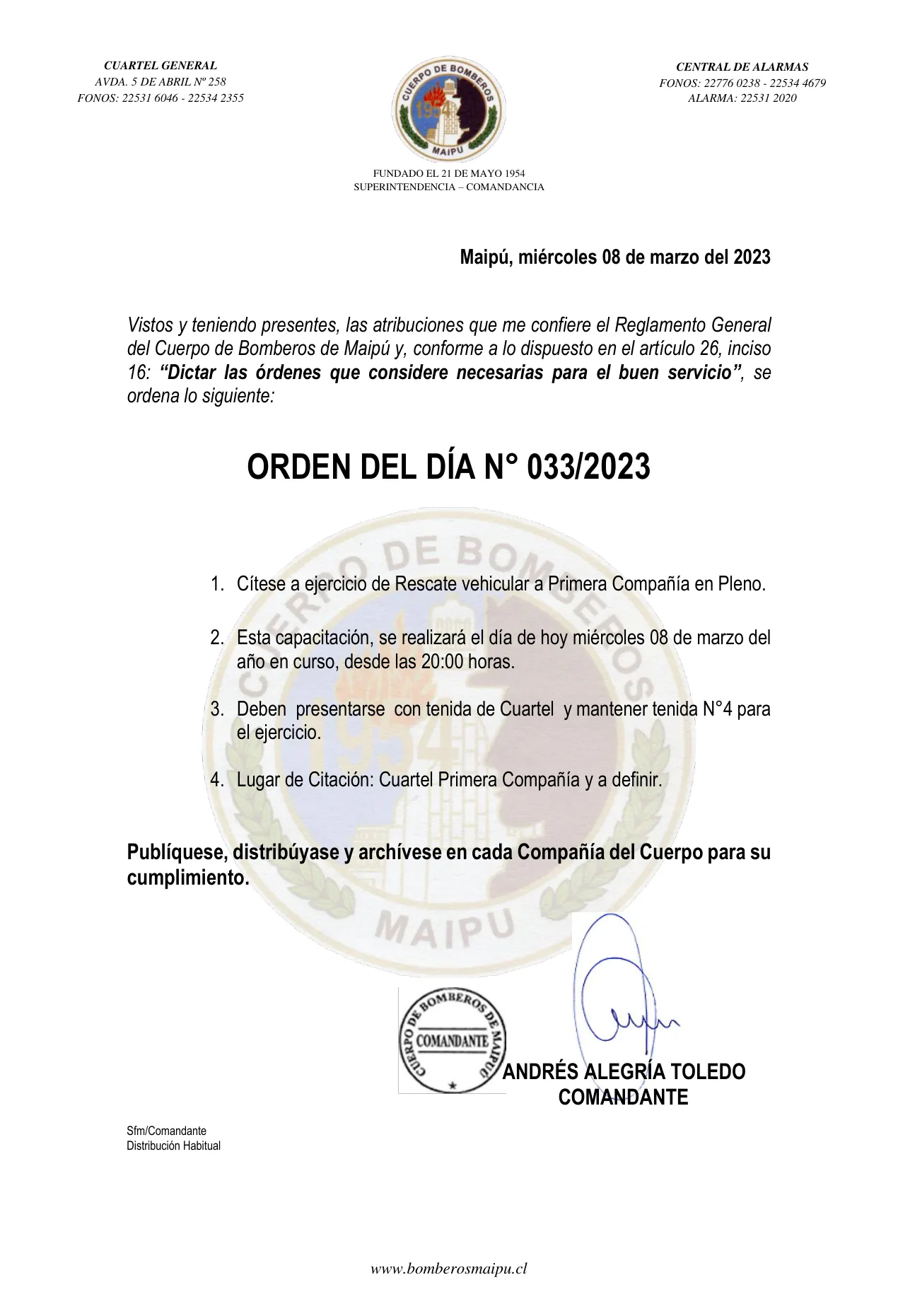 Página 1 de Orden del Día N° 33/2023