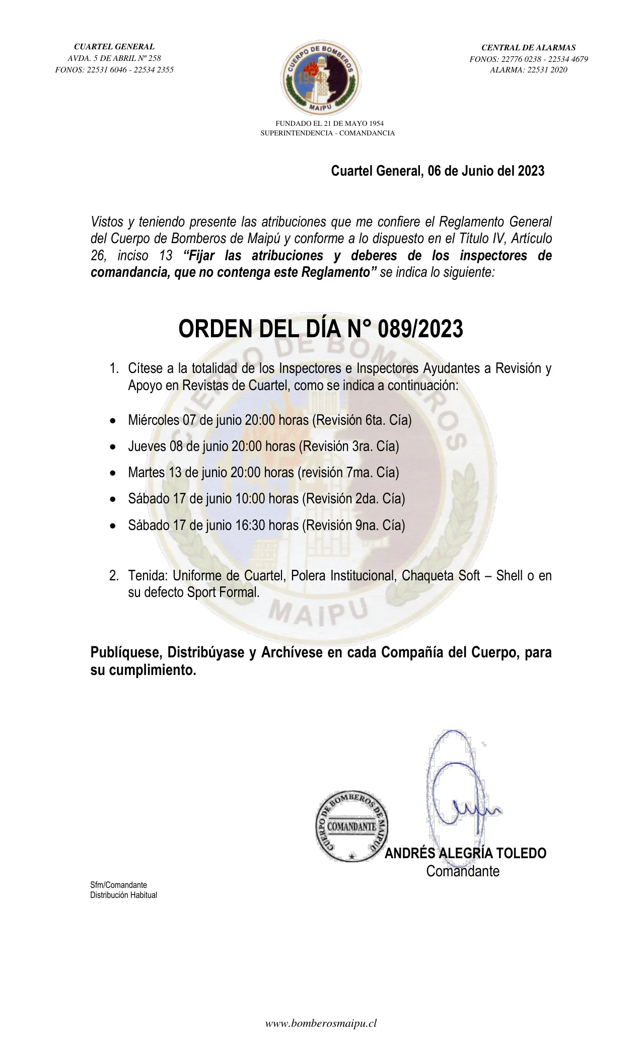 Página 1 de Orden del Día N° 89/2023