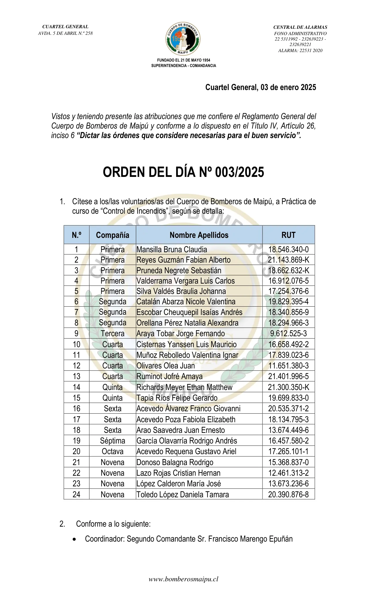 Orden del Día N° 3/2025