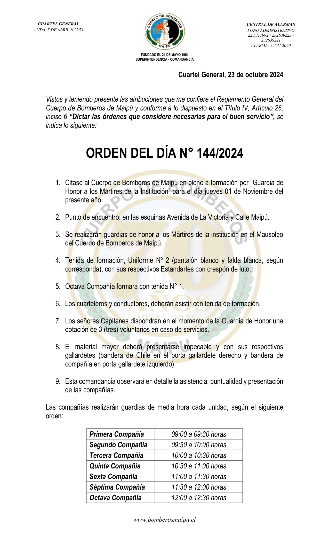 Página 1 de Orden del Día N° 144/2024