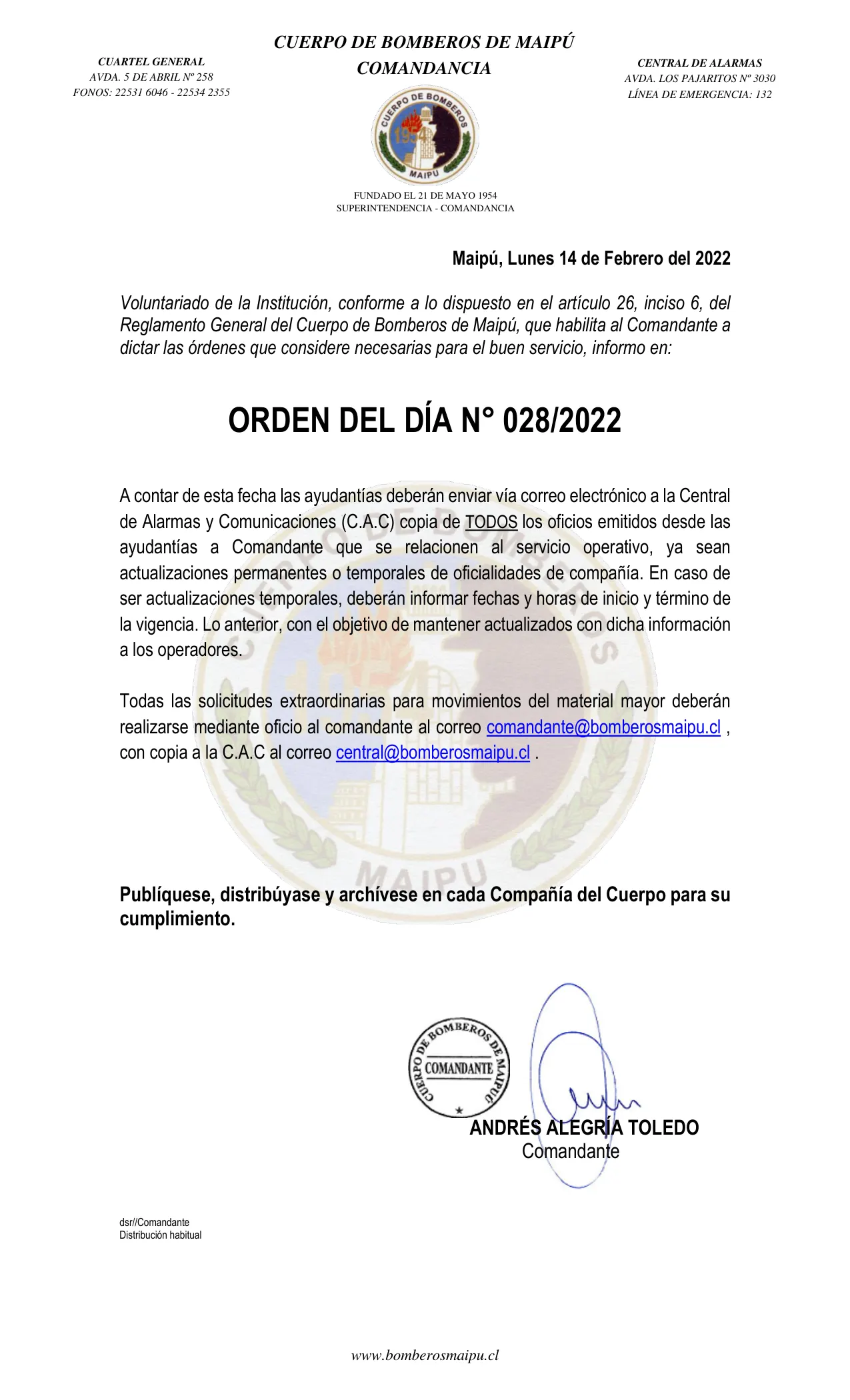 Página 1 de Orden del Día N° 28/2022