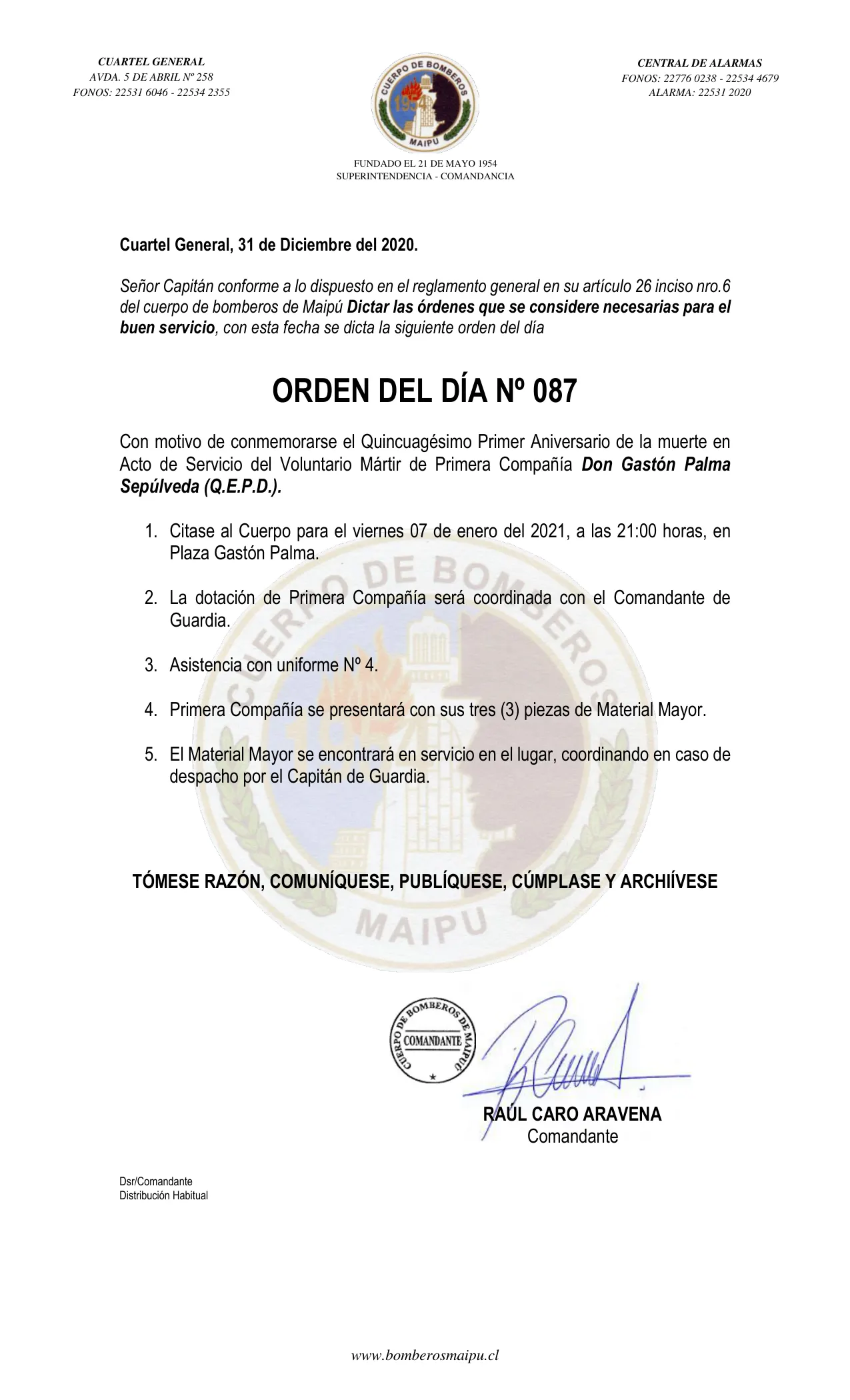 Página 1 de Orden del Día N° 87/2020