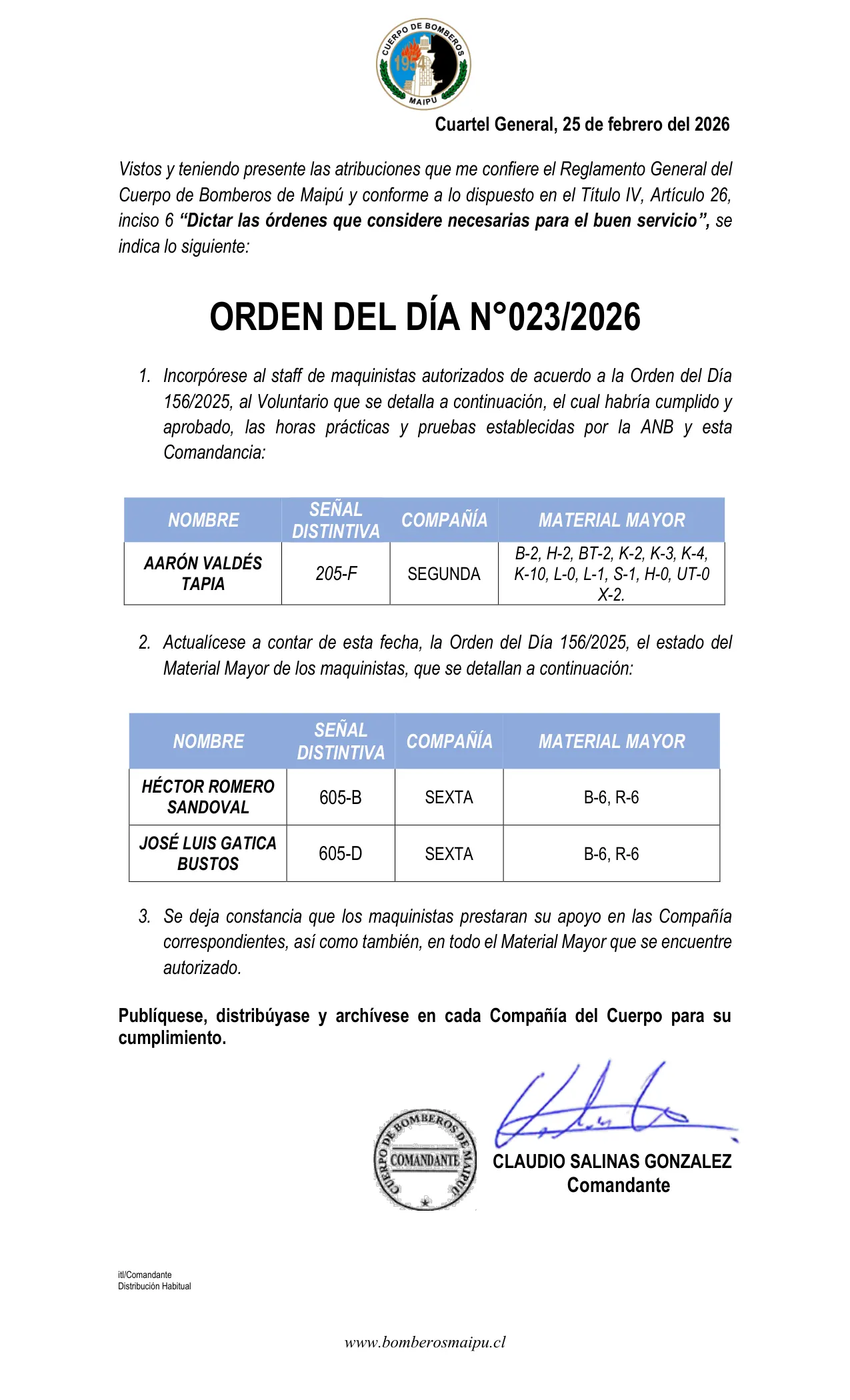 Página 1 de Orden del Día N° 23/2026