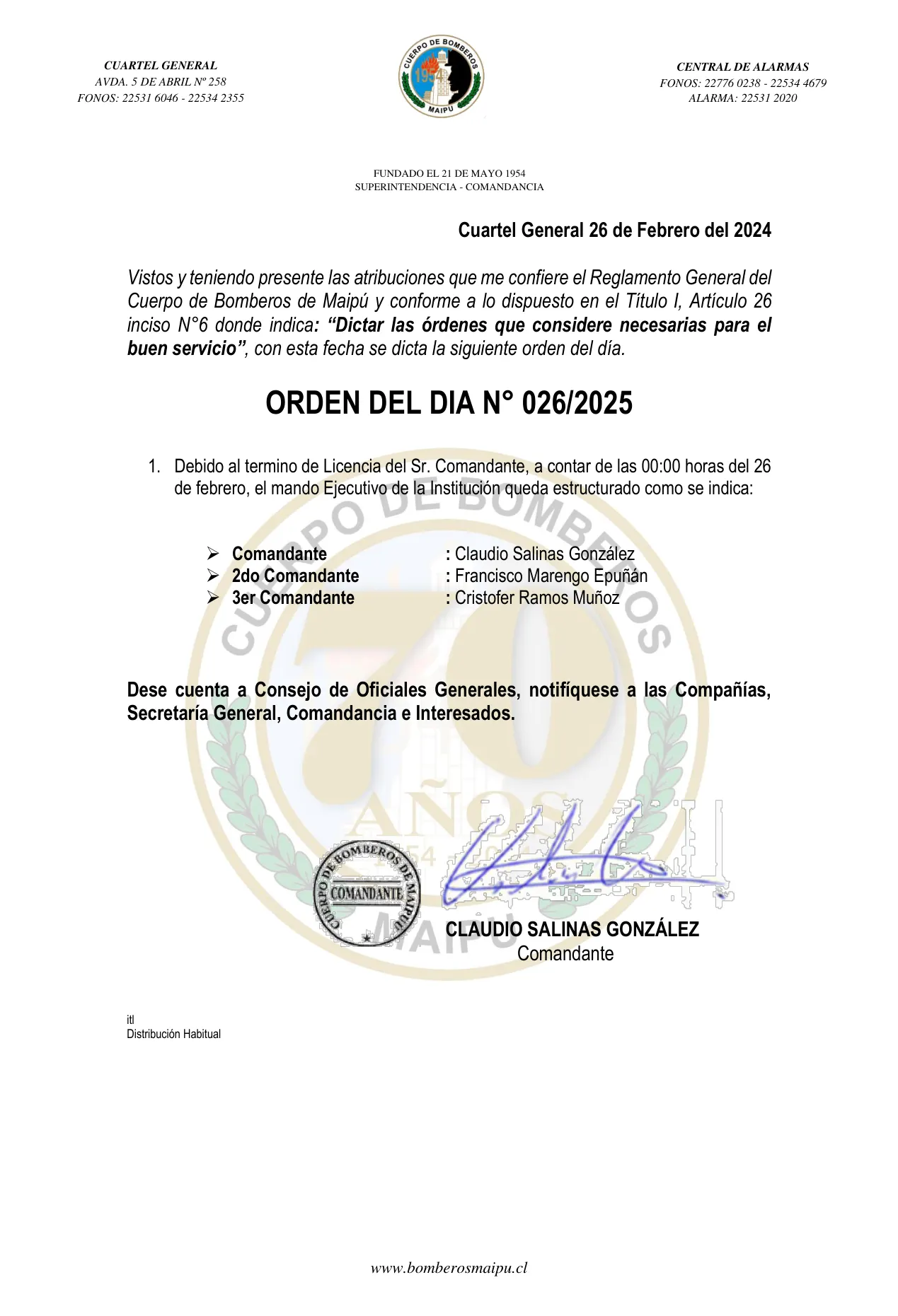 Orden del Día N° 26/2025