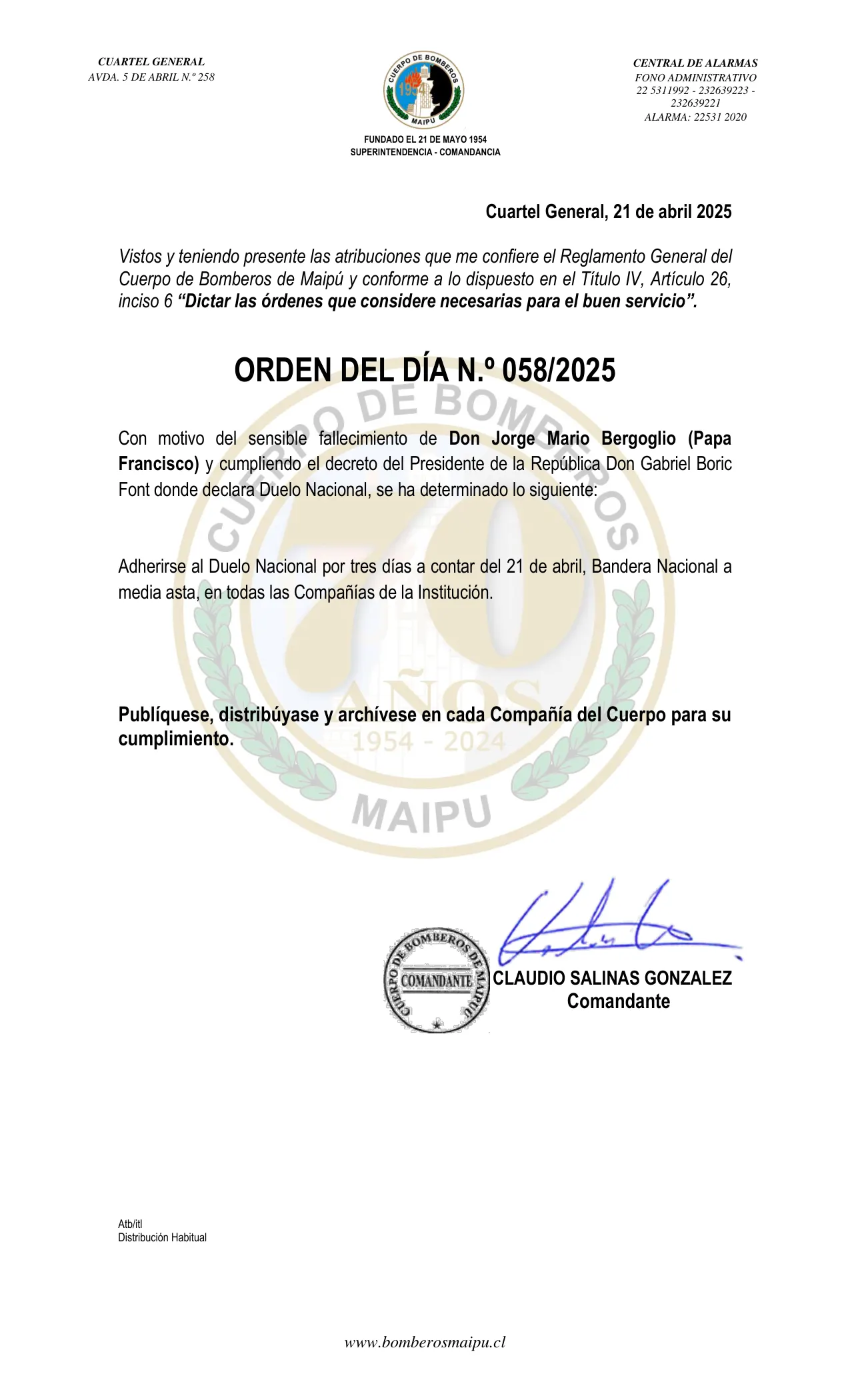 Orden del Día N° 58/2025