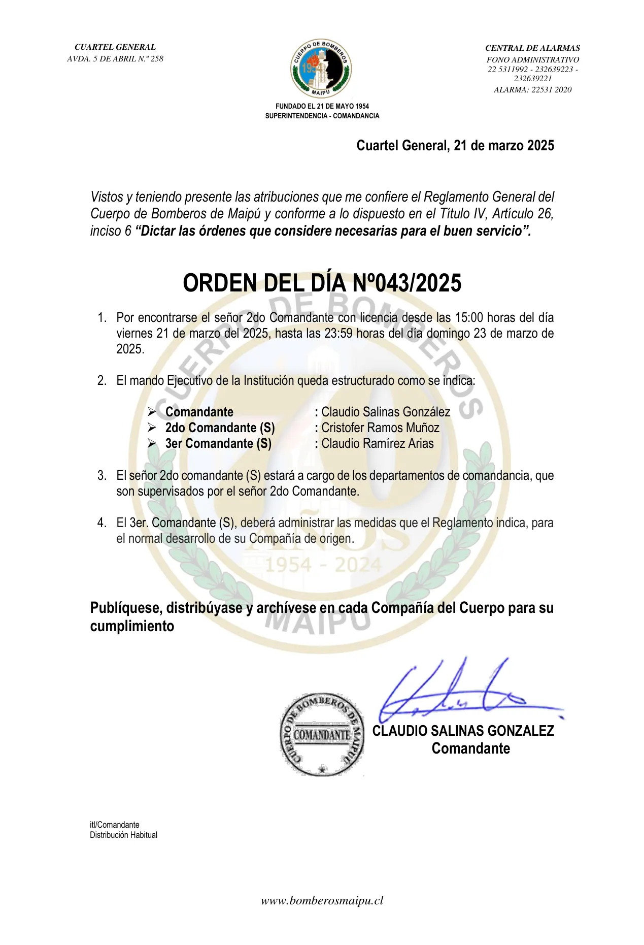 Página 1 de Orden del Día N° 43/2025