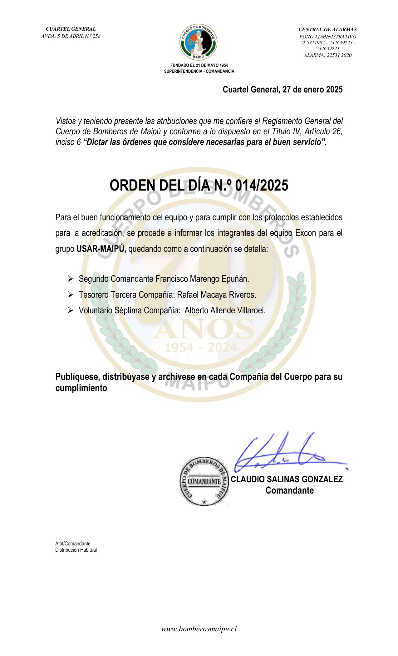 Orden del Día N° 14/2025