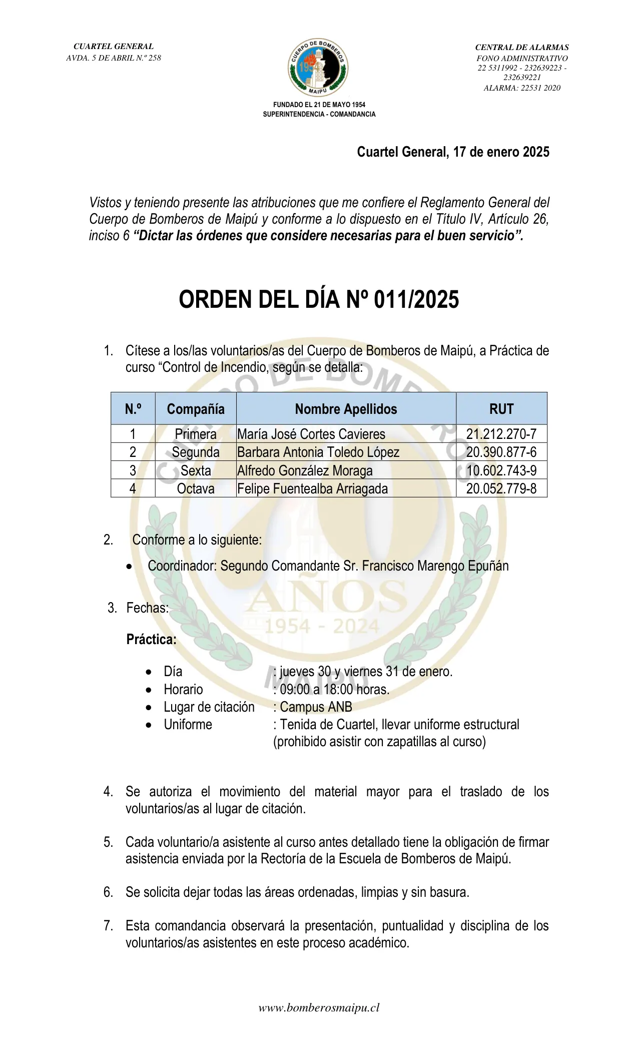 Orden del Día N° 11/2025