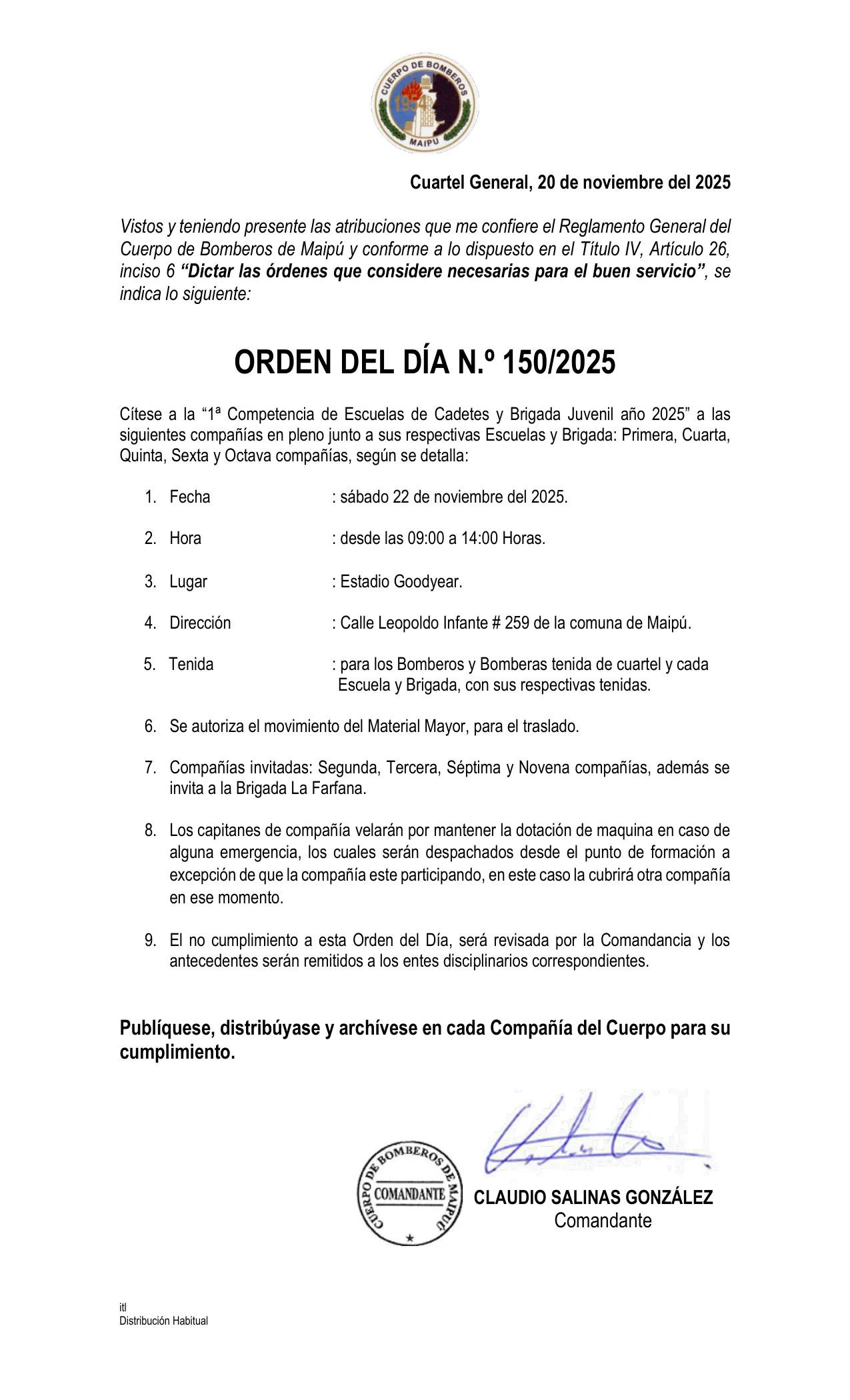 Orden del Día N° 150/2025