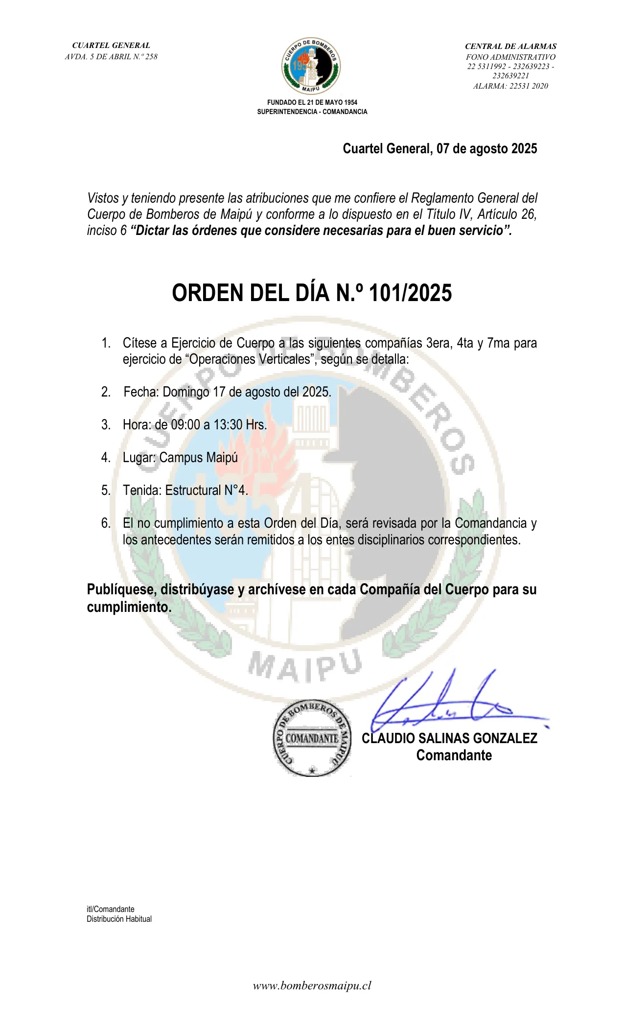 Orden del Día N° 101/2025