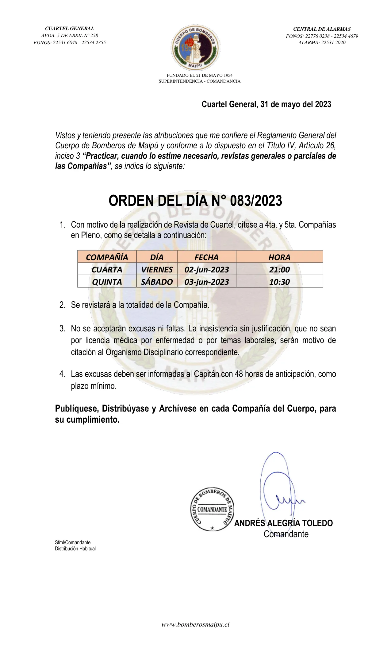 Página 1 de Orden del Día N° 83/2023