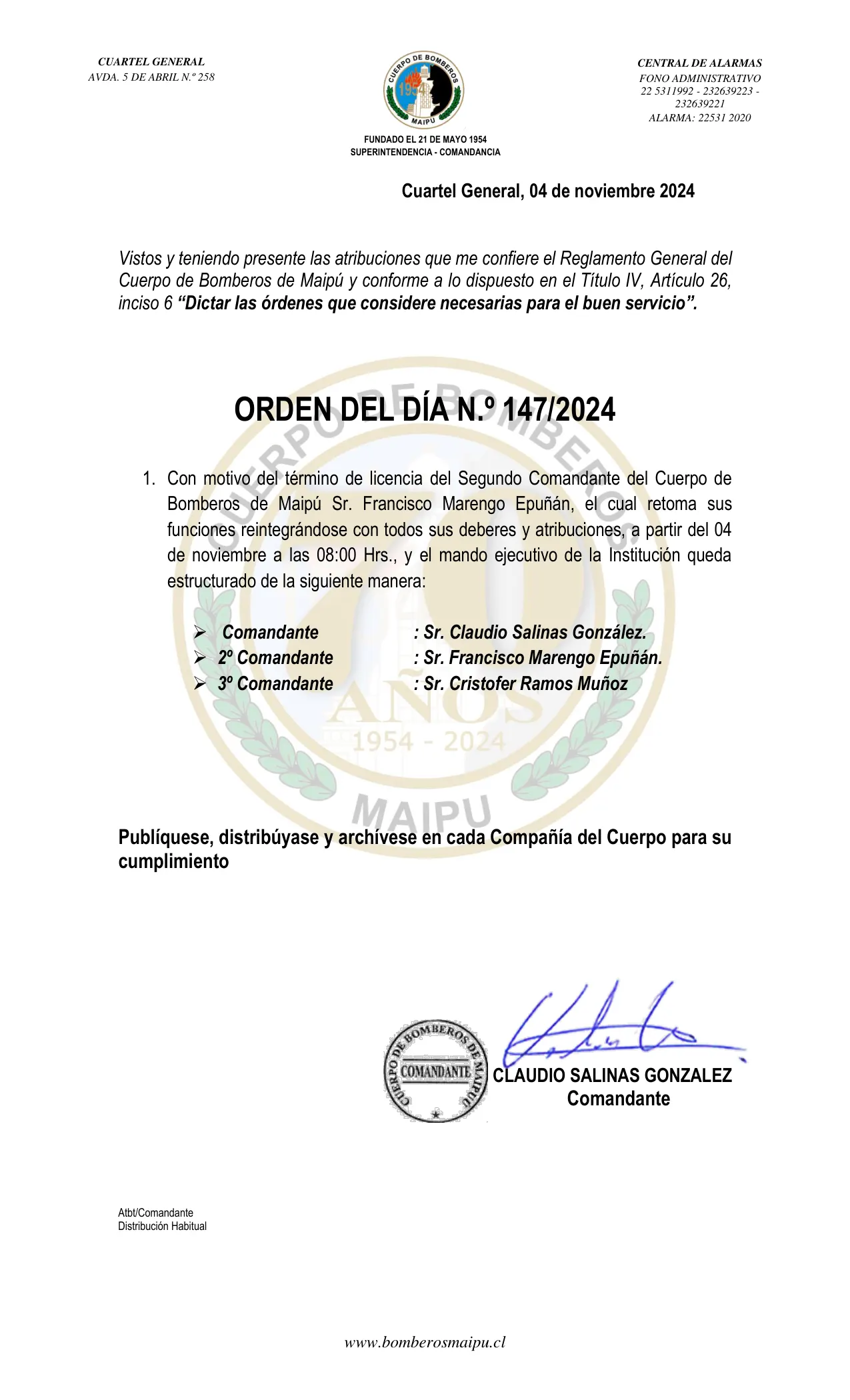 Página 1 de Orden del Día N° 147/2024