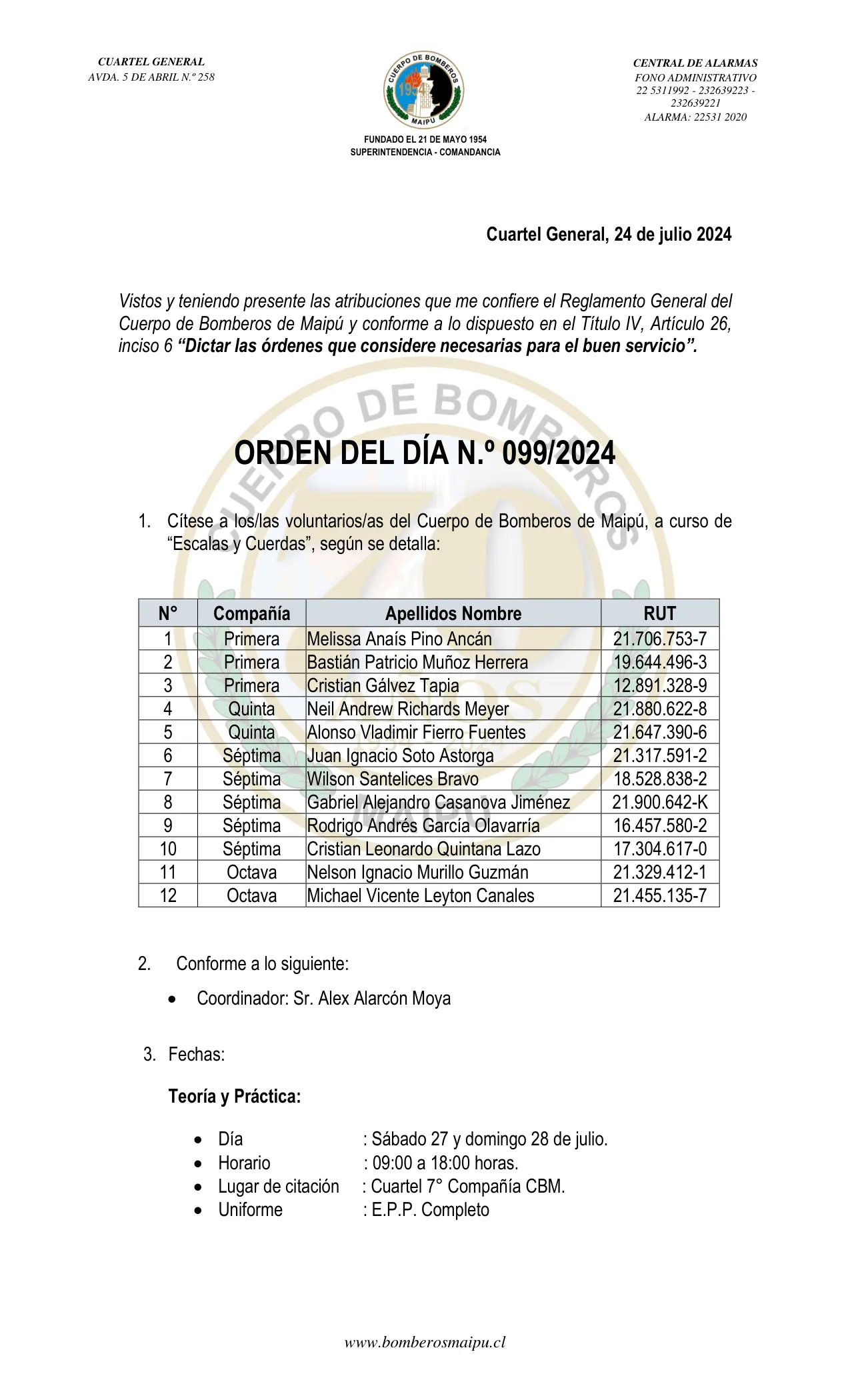 Página 1 de Orden del Día N° 99/2024
