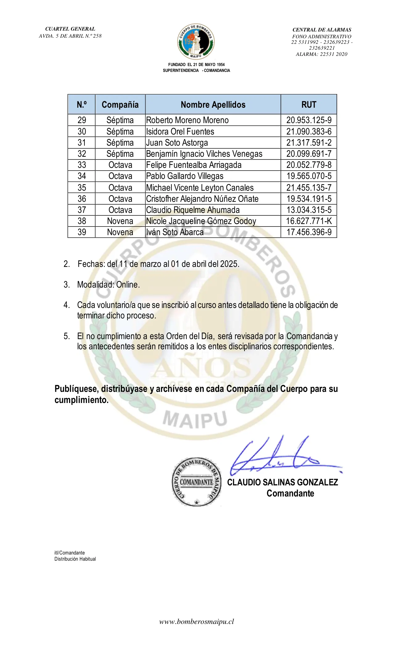 Página 2 de Orden del Día N° 31/2025