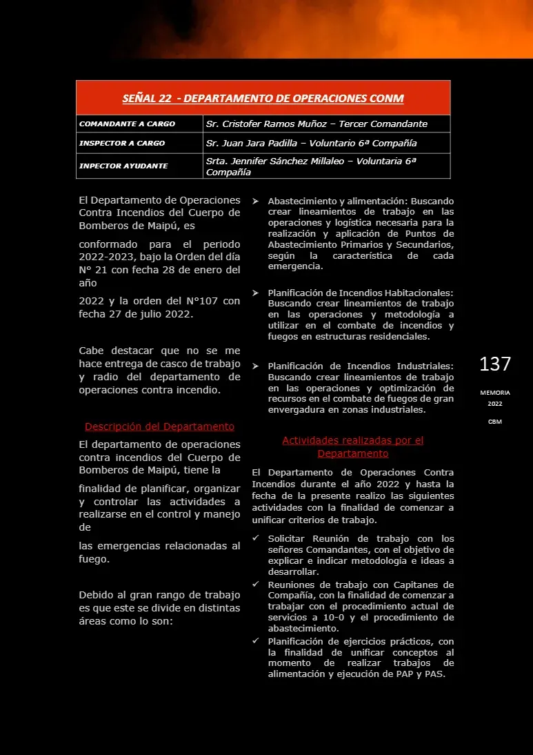 Página 137 de Memoria Anual 2022
