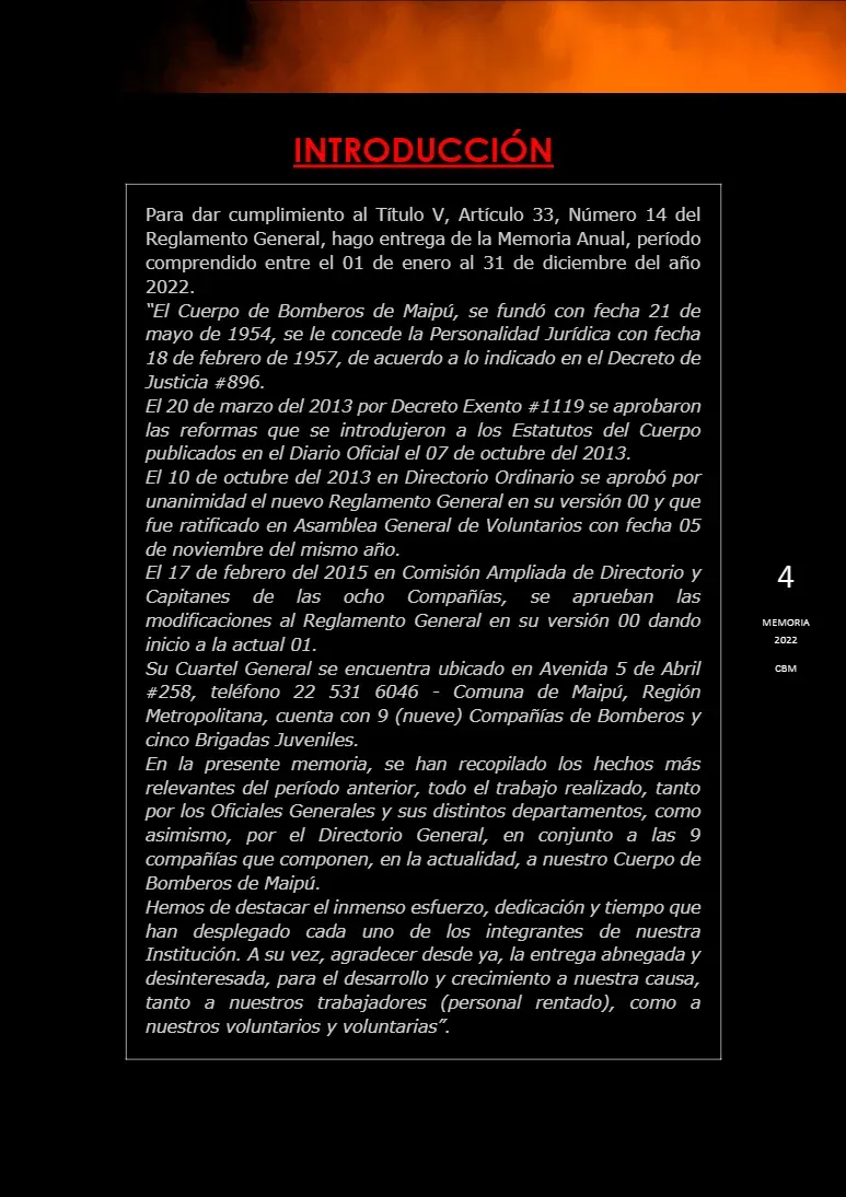Página 4 de Memoria Anual 2022