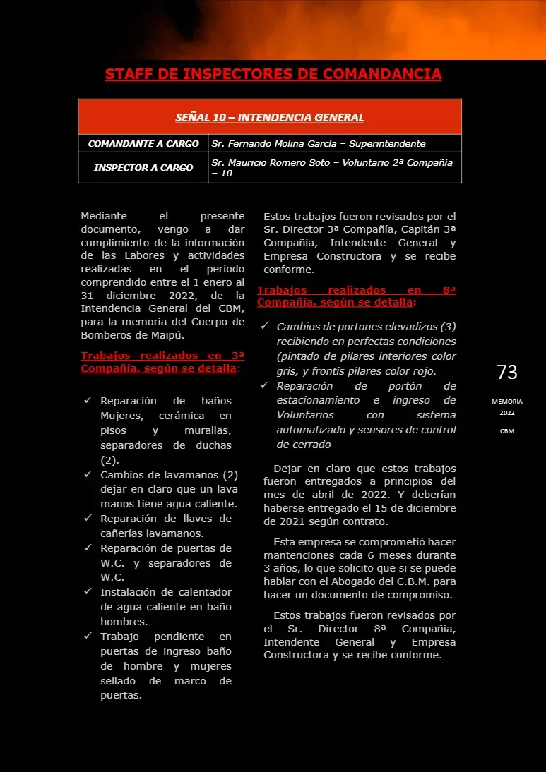 Página 73 de Memoria Anual 2022