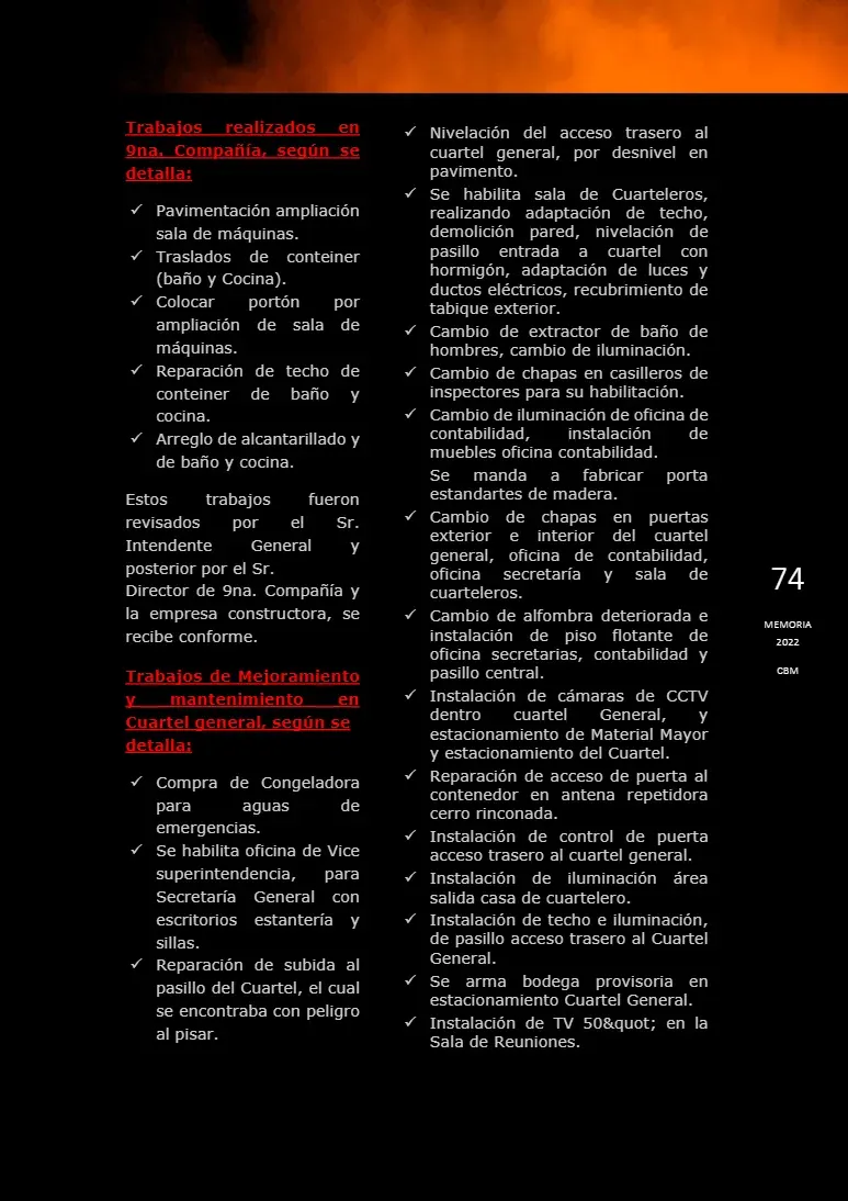 Página 74 de Memoria Anual 2022